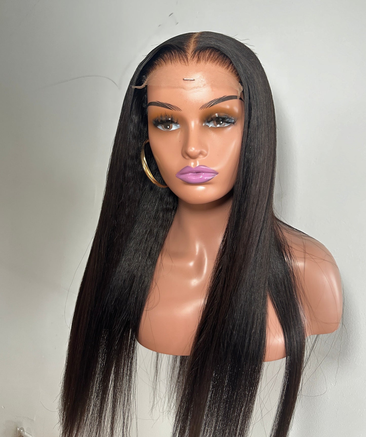 20'' Virgin Kinky Straight Closure Wig